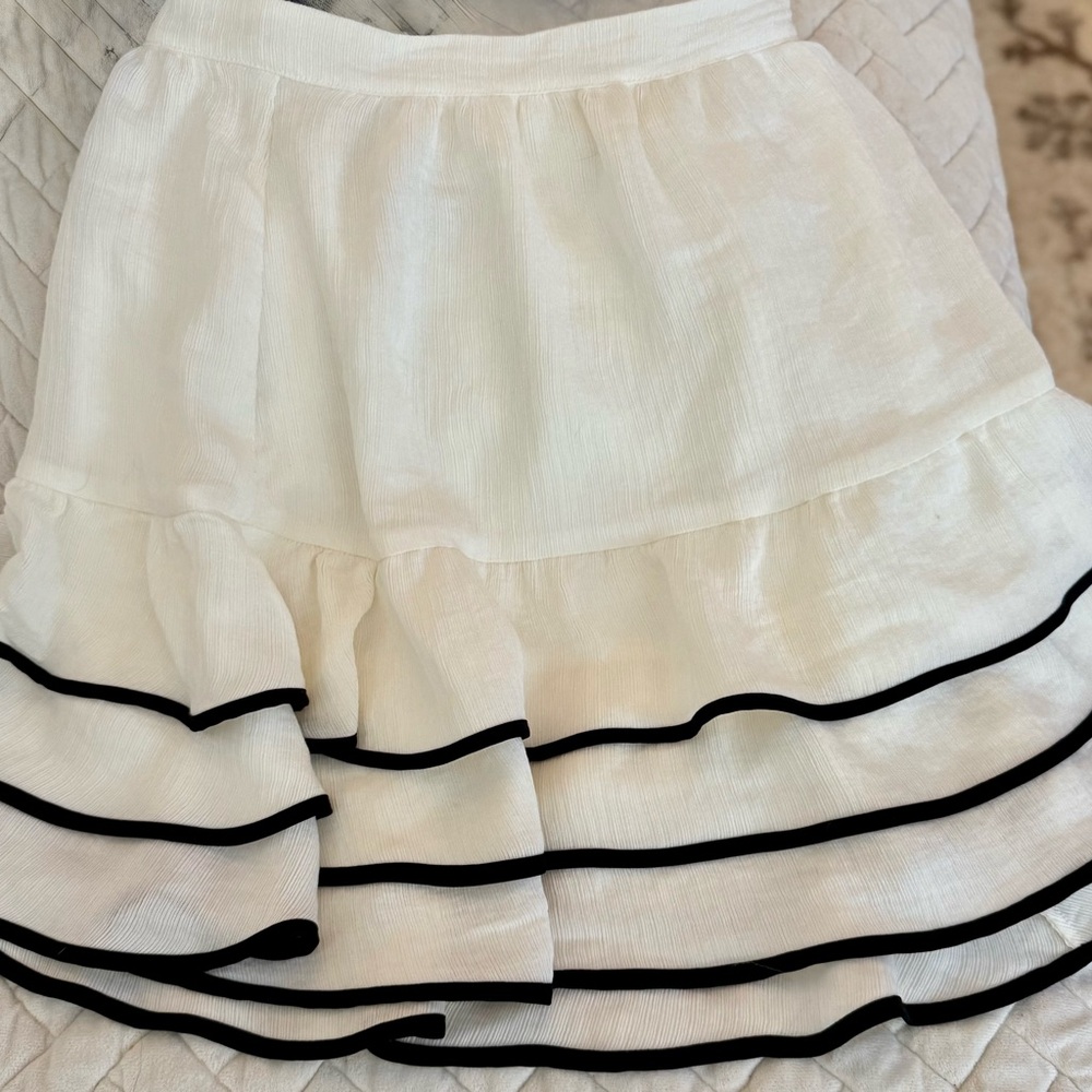 Prose & Poetry White Ruffle Mini Skirt – XS